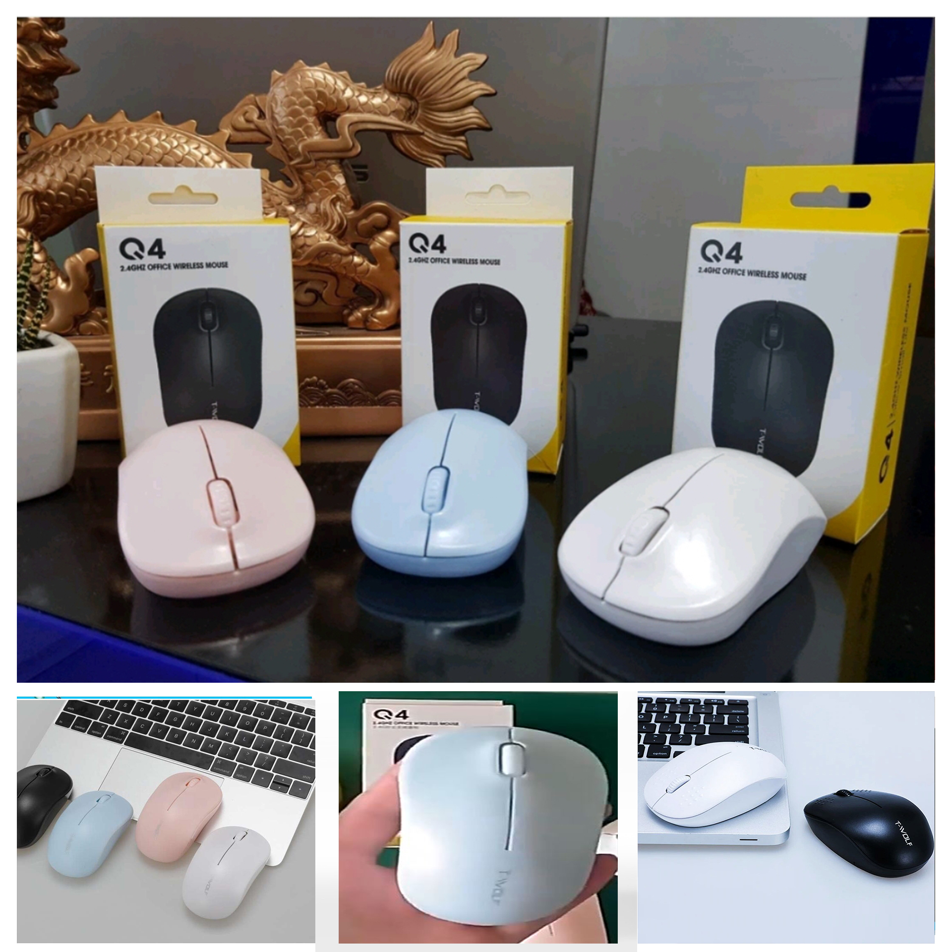 Chuột không dây t-wolf q4 mouse wireless, hàng chính hãng ,bảo hành 6 tháng