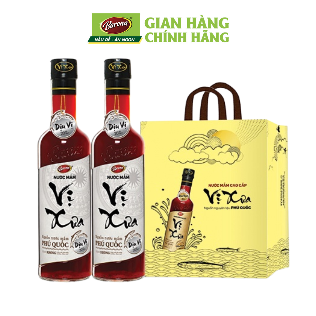 Mua 2 Chai Nước Mắm Phú Quốc Vị Xưa Barona 20 độ đạm 500ml [Tặng túi thân thiện môi trường]