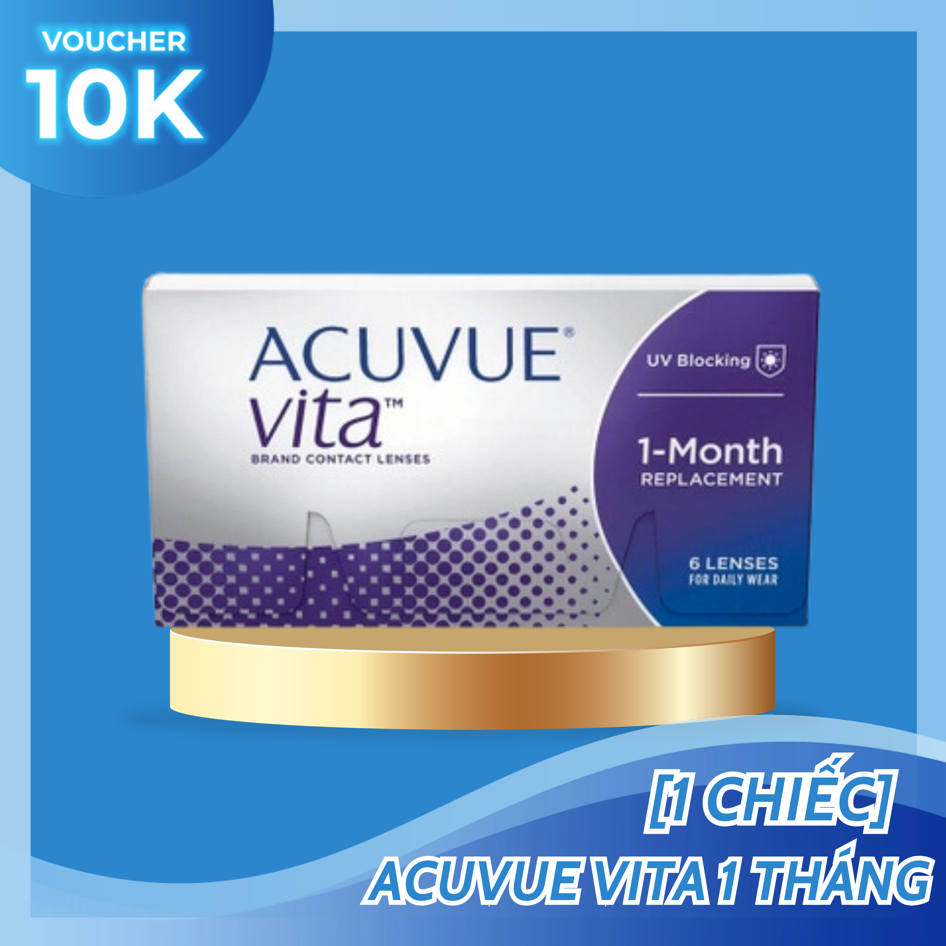Kính áp tròng Acuvue Vita dùng 1 tháng không màu, lens trong suốt có độ cận, contactlens - Lens Optic