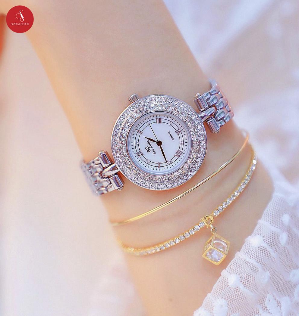[HCM]Đồng hồ nữ Bee sister 1559 cao cấp 38mm ( Bạc / Vàng) + Tặng hộp đựng đồng hồ thời trang & Pin