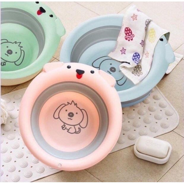 Chậu gấp gọn thông minh Chậu gấp gọn rửa mặt thông minh hình chó cún cho bé sơ sinh