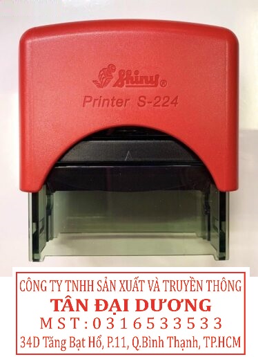 Khắc dấu thông tin 3 đến 4 dòng shiny s-224 kt 22 x 58mm