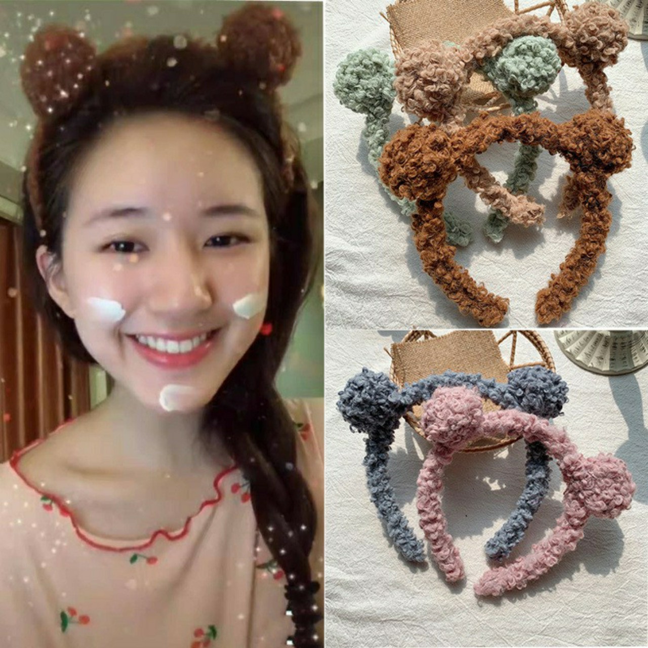 Phụ kiện tóc bờm turban GẤU nữ thời trang hàn quốc dễ thương
