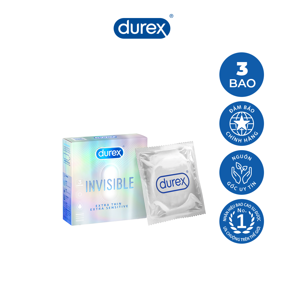 [HCM]Bao cao su siêu mỏng Durex Invisible Extra Thin hộp 3 cái