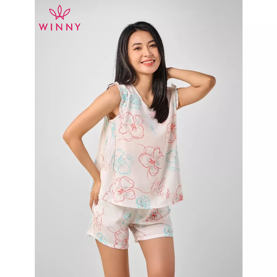 Winny - bộ đồ đũi gân sát nách quần sooc họa tiết hoa 1mndg23174b