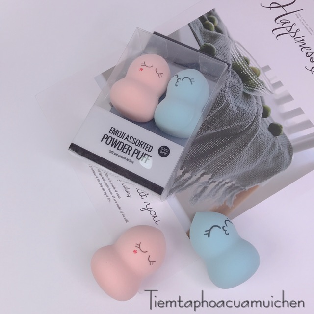 Set 2 Bông Mút Trang Điểm Miniso Emoji Assorted Powder Puff