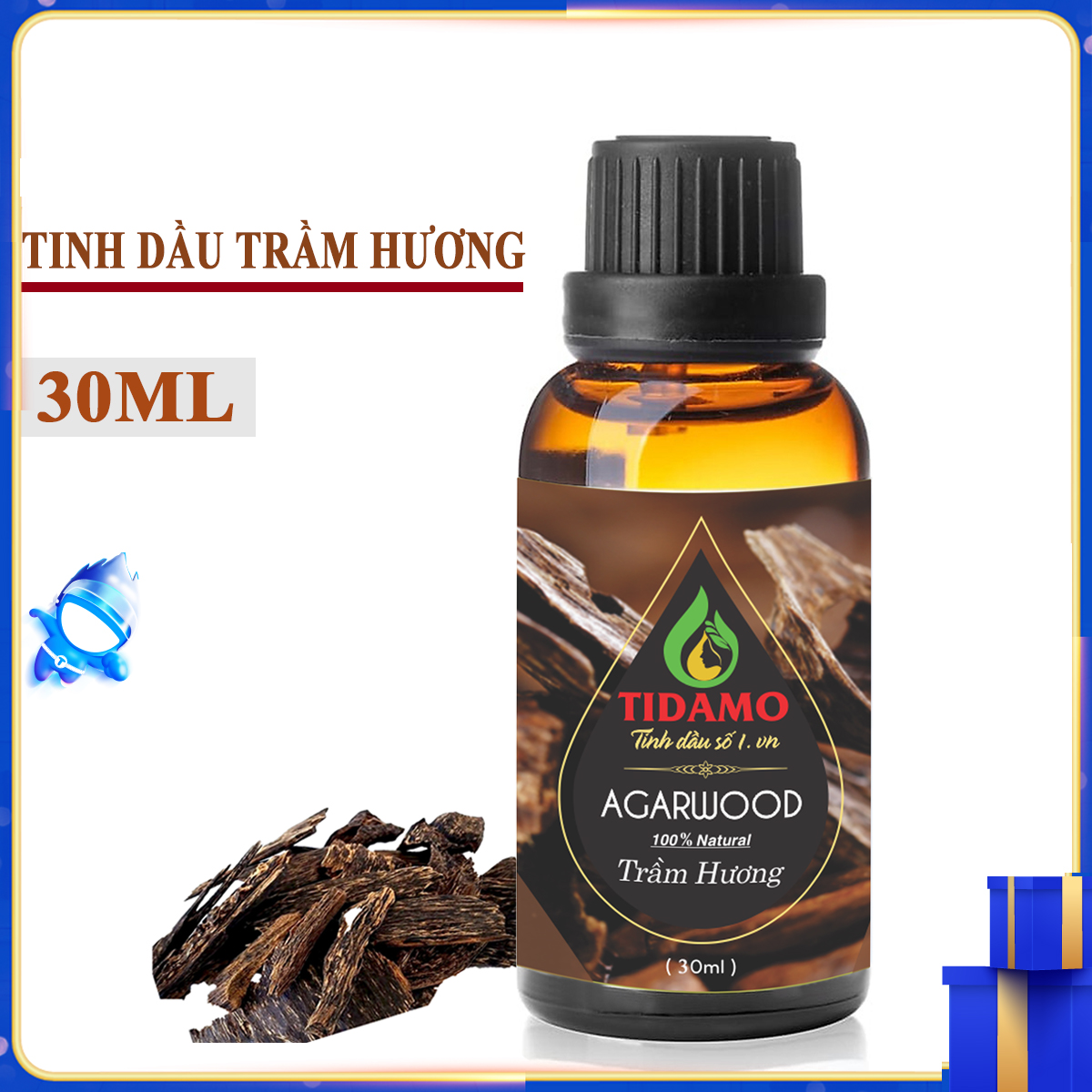 Tinh Dầu TRẦM HƯƠNG TIDAMO 30ML Xông Phòng Hương Thơm Thiền Tịnh - Tinh Dầu Trầm Hương Cao Cấp Giúp Bảo Vệ Sức Khỏe Thư Giãn Và Tĩnh Lặng Tinh Thần - Kiểm Nghiệm Chất Lượng Tại Trung Tâm Quatest 3