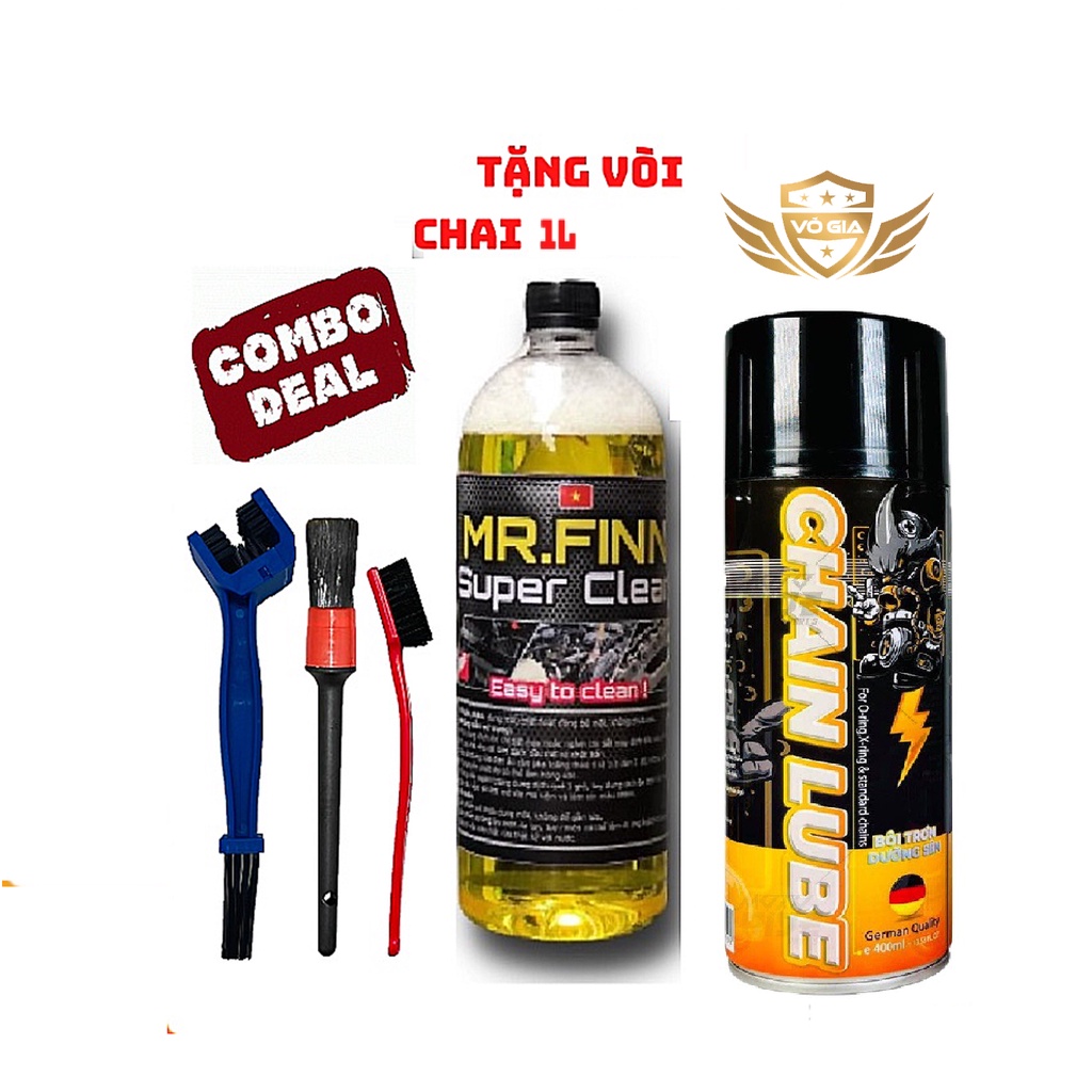 Xịt dưỡng sên sprayking + rửa sên mr.finn super clean 500ml,1l