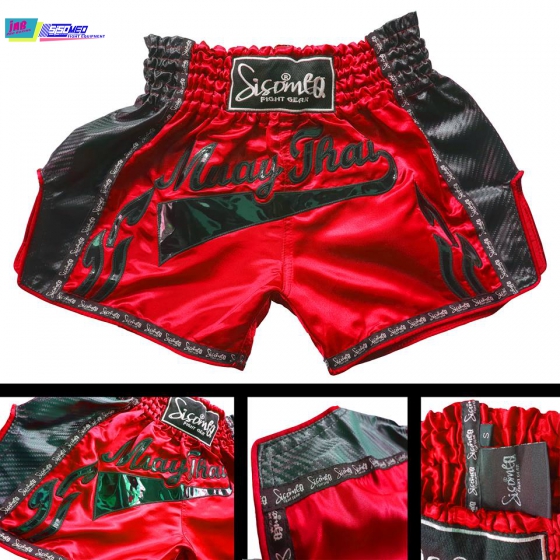 Quần ssm carbon fit muay thai shorts red