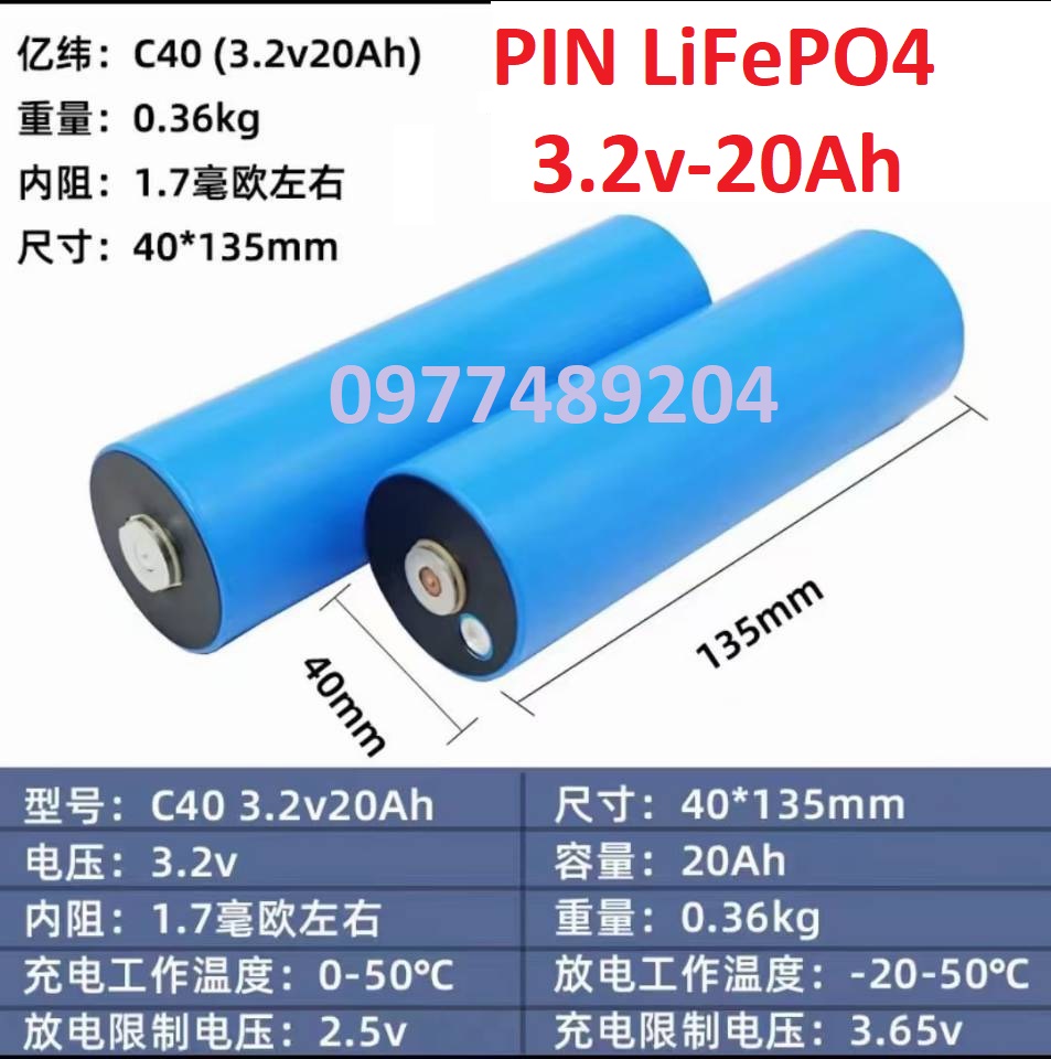 Pin lithium lifepo4 eve 3.2v 20ah