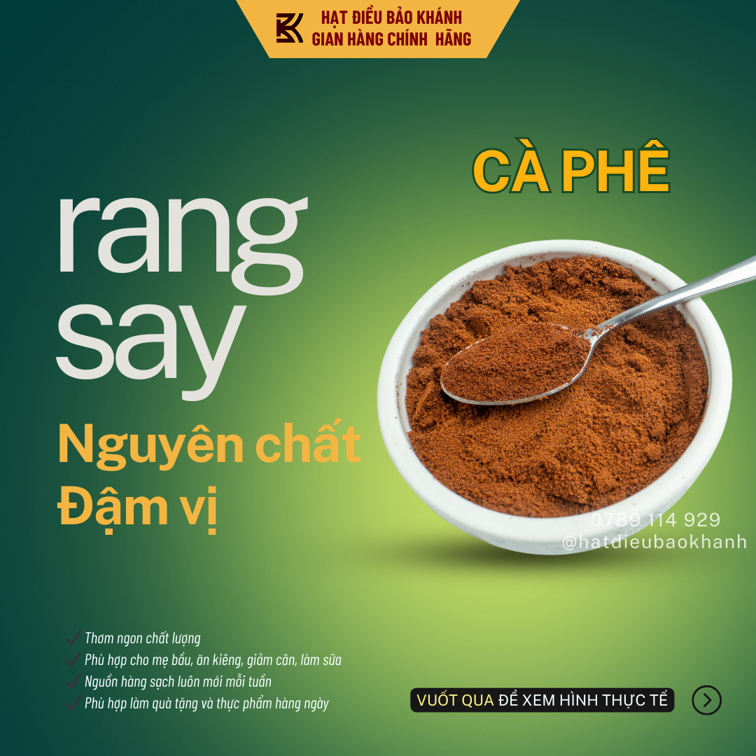 1kg cà phê bột pha phin rang say nguyên chất bảo khánh, thơm, ngon đậm vị