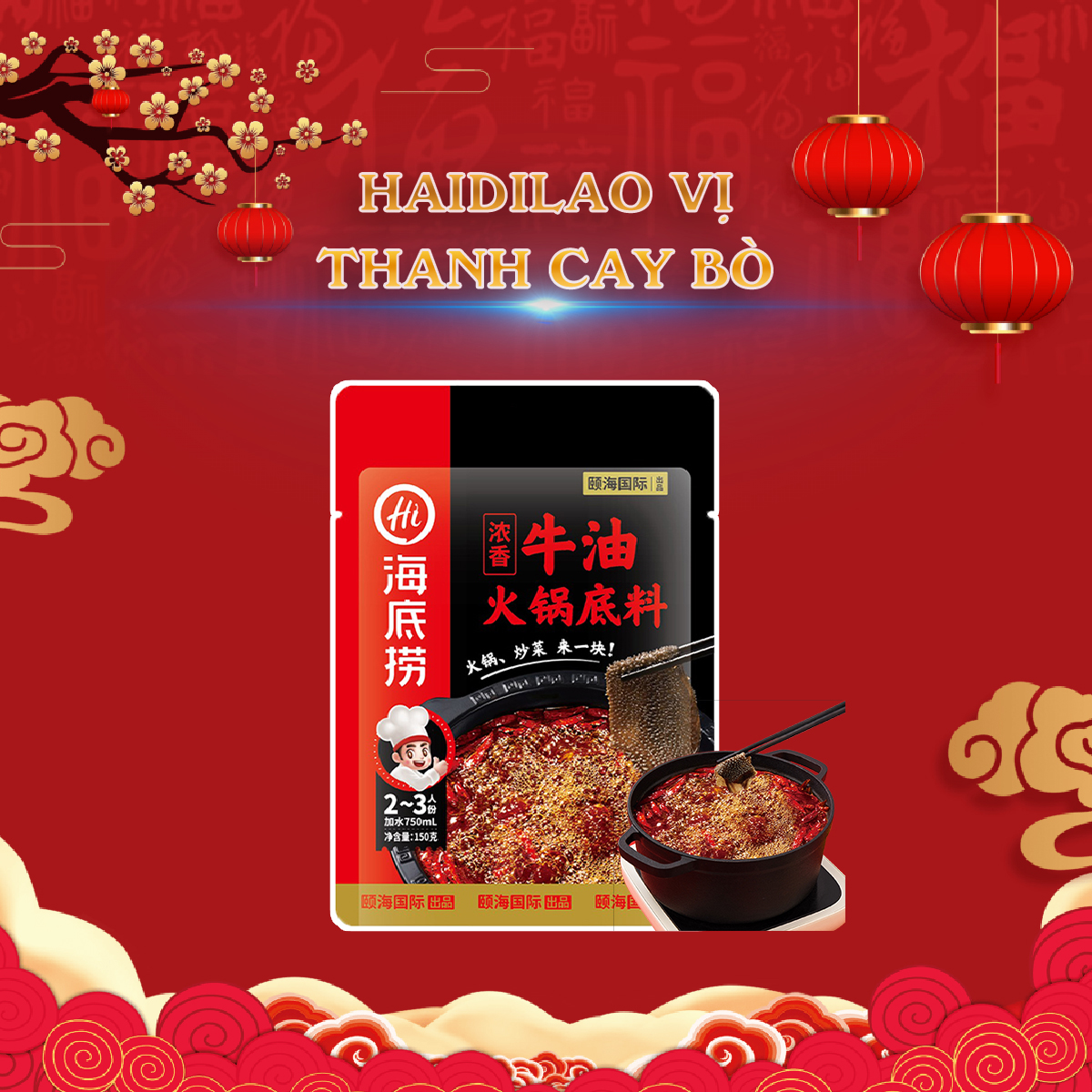 Cốt lẩu haidilao vị thanh cay bò - gia vị lẩu tứ xuyên có sẵn nhiều vị date mới