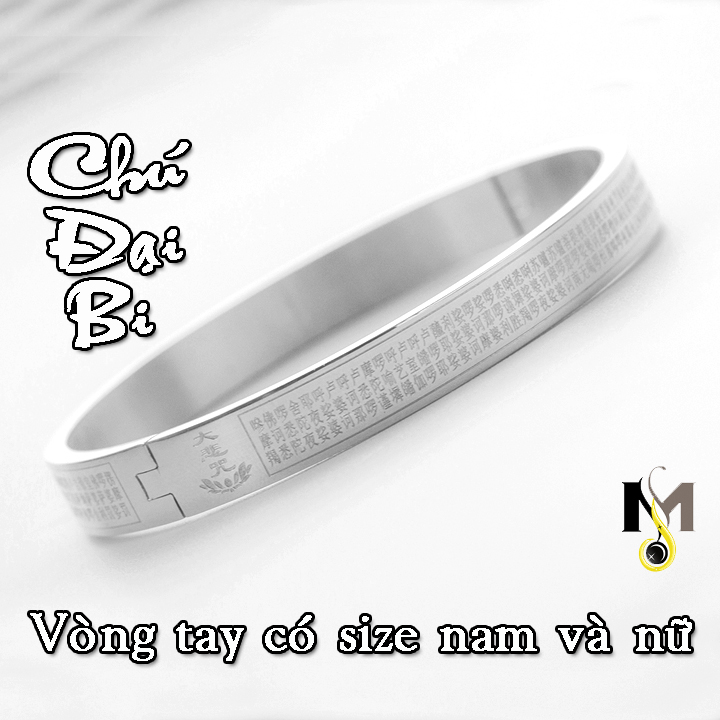 Vòng tay Titan CHÚ ĐẠI BI (vòng NAM - màu trắng) - Cầu bình an, sức khỏe, tài lộc