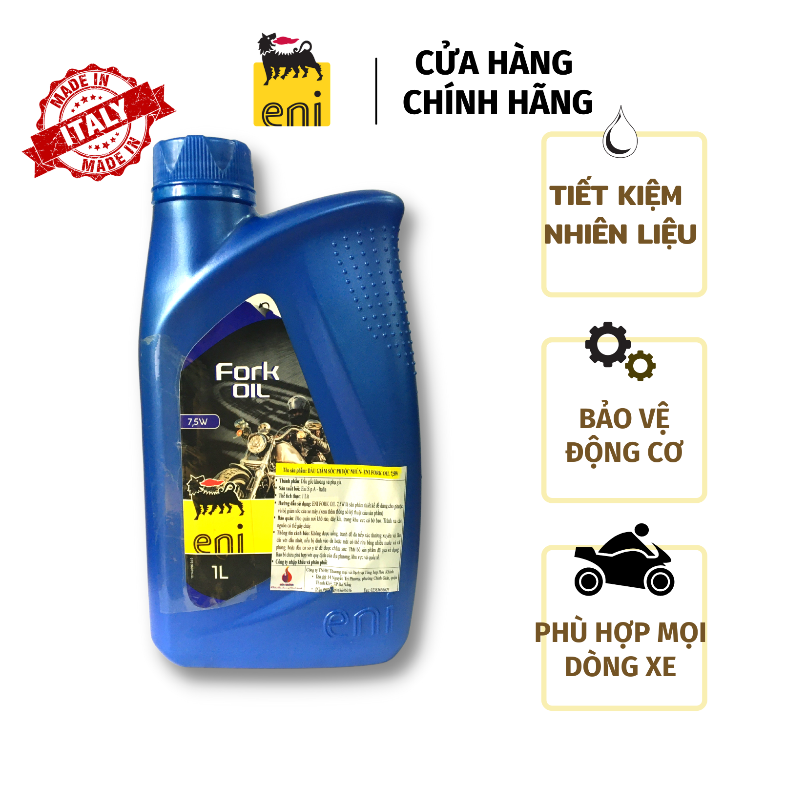 Dầu phuộc eni -agip fork 7,5w :nhập khẩu ý: 1 lít - f7,5w