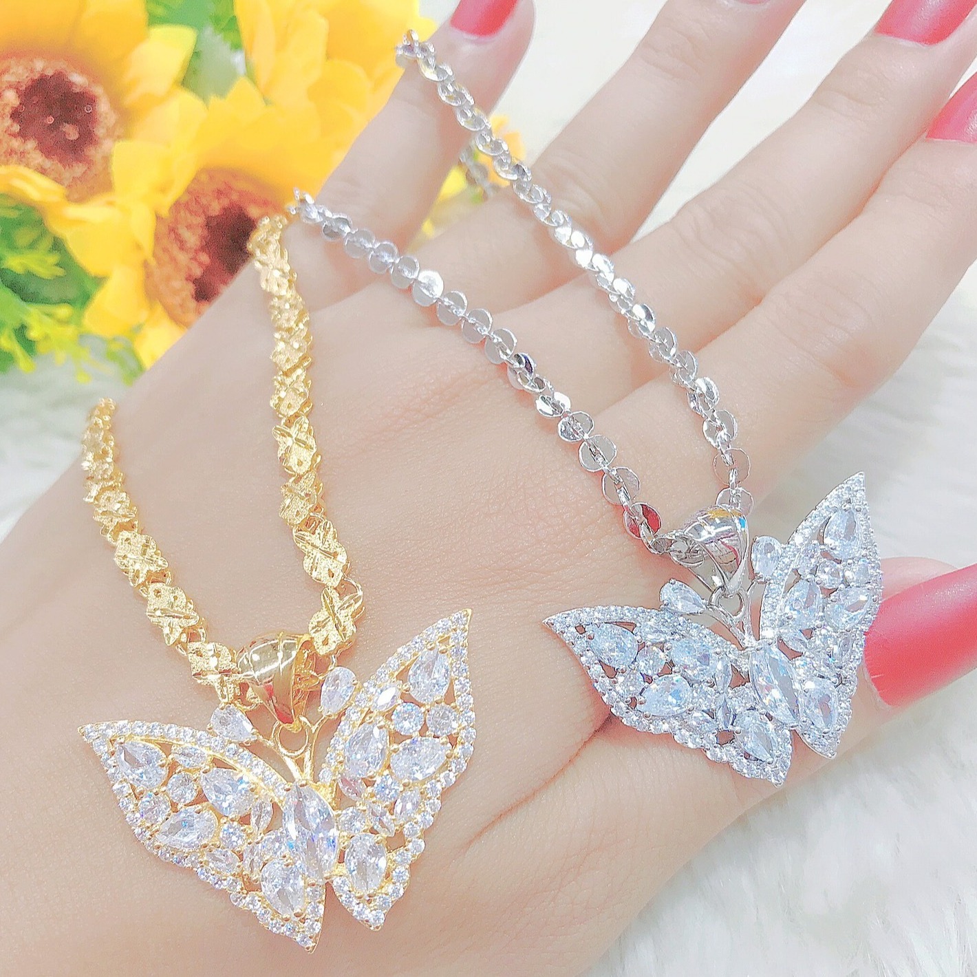 Dây chuyền Mặt Bươm Bướm Thời Trang Dùng Đi Tiệc Vô Cùng Sang Chảnh - D30332 - JURI SHOP - Không đen không dị ứng (Dây chuyền dài 47cm)