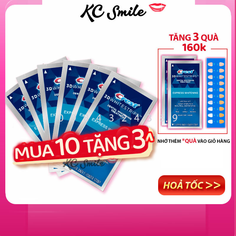 Set 7 Miếng dán trắng răng Crest 3D White 1 Hour Express - Làm trắng răng cấp tốc 1 giờ