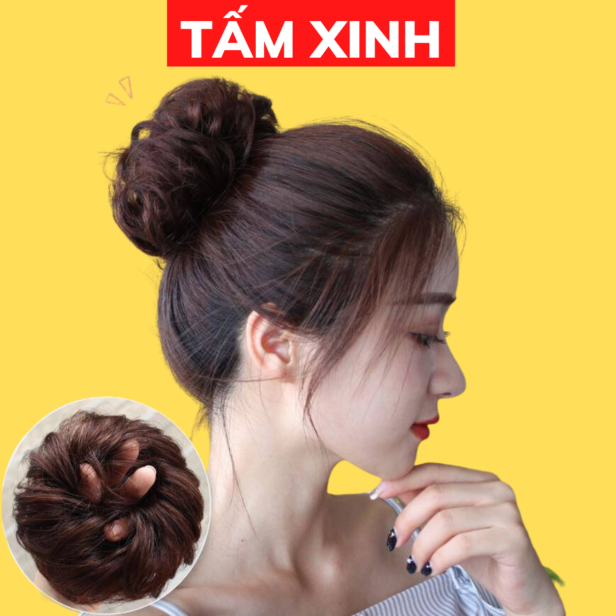 Búi tóc giả nữ thời trang trung niên đẹp cao cấp hàn quốc, kiểu búi tóc giả cho mẹ - BÚI TÓC RỐI