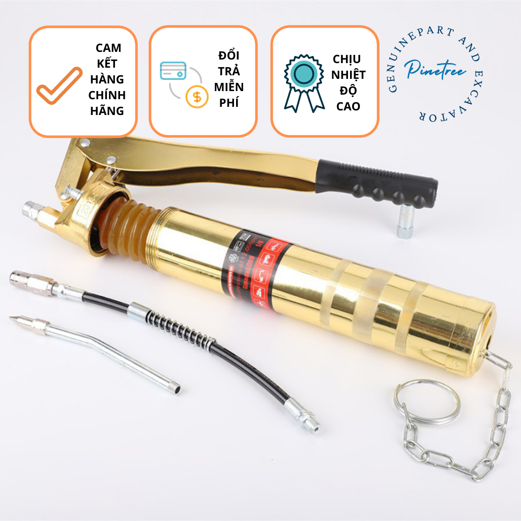 Bơm mỡ 2 ty, bơm sâu 600cc có dây xích dùng mỡ sâu hoặc mỡ bịch, hàng cao cấp, bơm nhẹ, dễ sử dụng