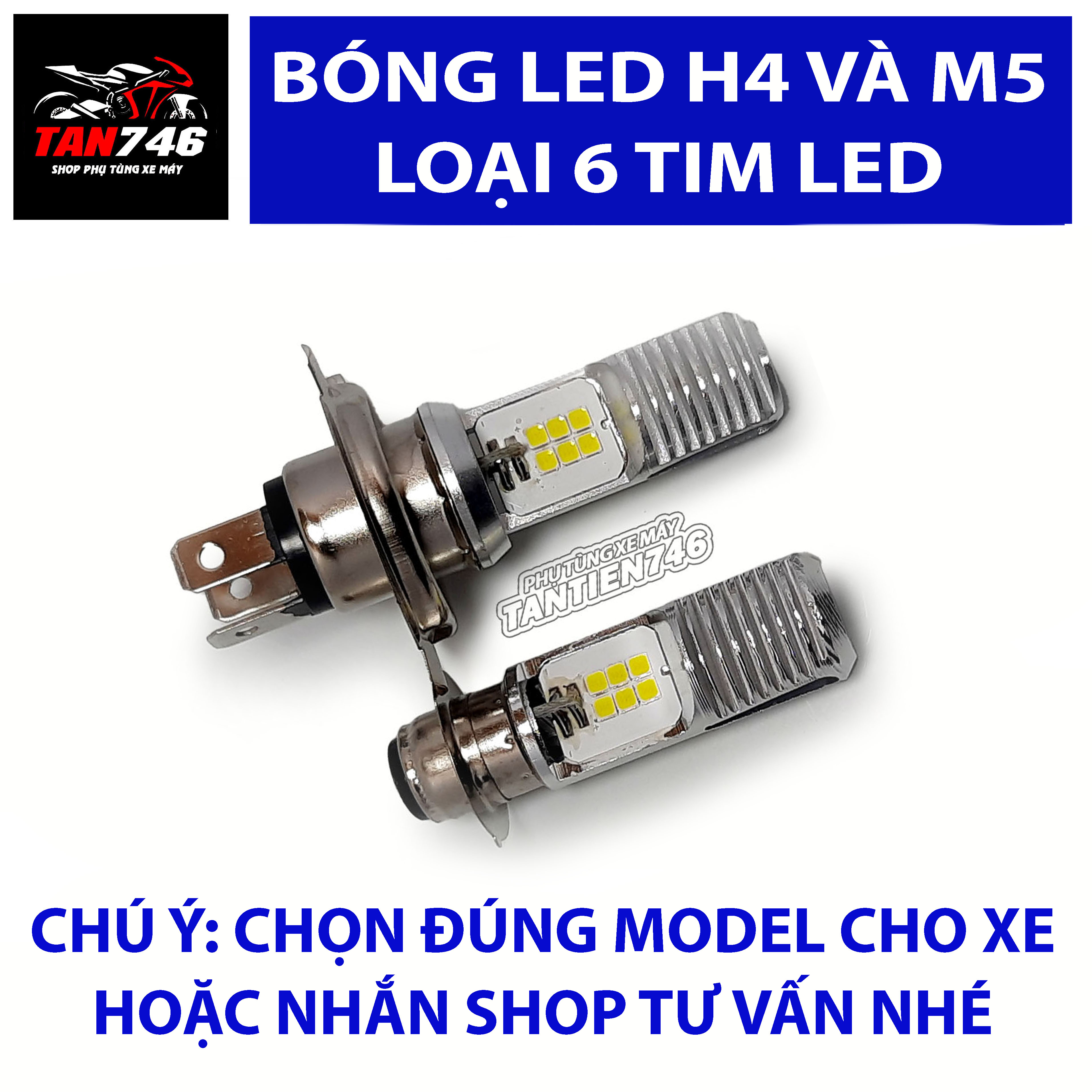 Bóng đèn trước LED H4 - M5 lắp Wave, Dr, Rs, Rsx, Ws, Ws110, Fu, Sirius, Novuo, và nhiều dòng xe khác.