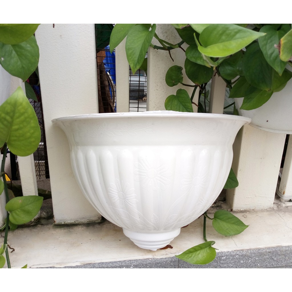 Combo 2 chậu hoa ốp tường lớn trắng 30 x 20cm-Đồ Gia Dụng Tại HCM