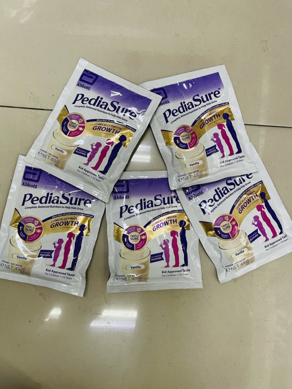 COMBO (5 gói) Sữa PediaSure Úc dạng gói 49gr date 2021