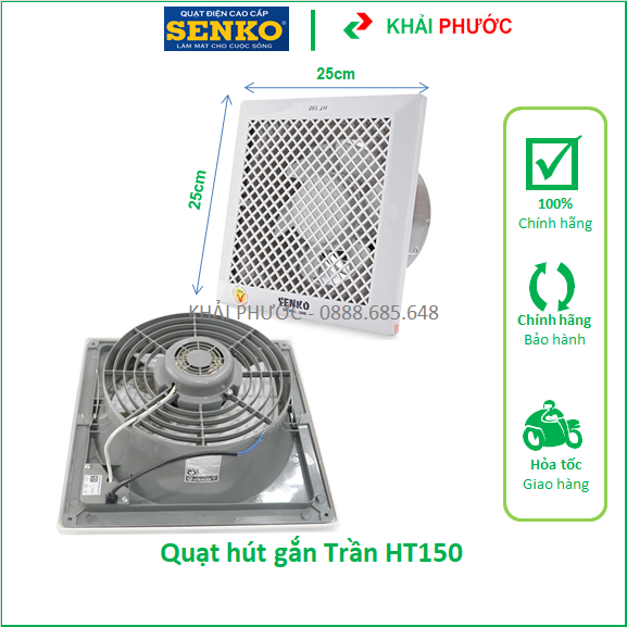 Quạt Hút Mùi Thông Gió Gắn Trần Nhà Vệ Sinh Nhà Tắm WC Senko HT150 Giá Rẻ Chính hãng - Khải Phước Electric