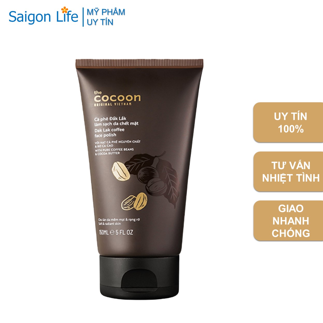 Tẩy tế bào chết mặt cocoon cà phê đắk lắk giúp da mềm mại và rạng rỡ cocoon coffee face polish 150ml