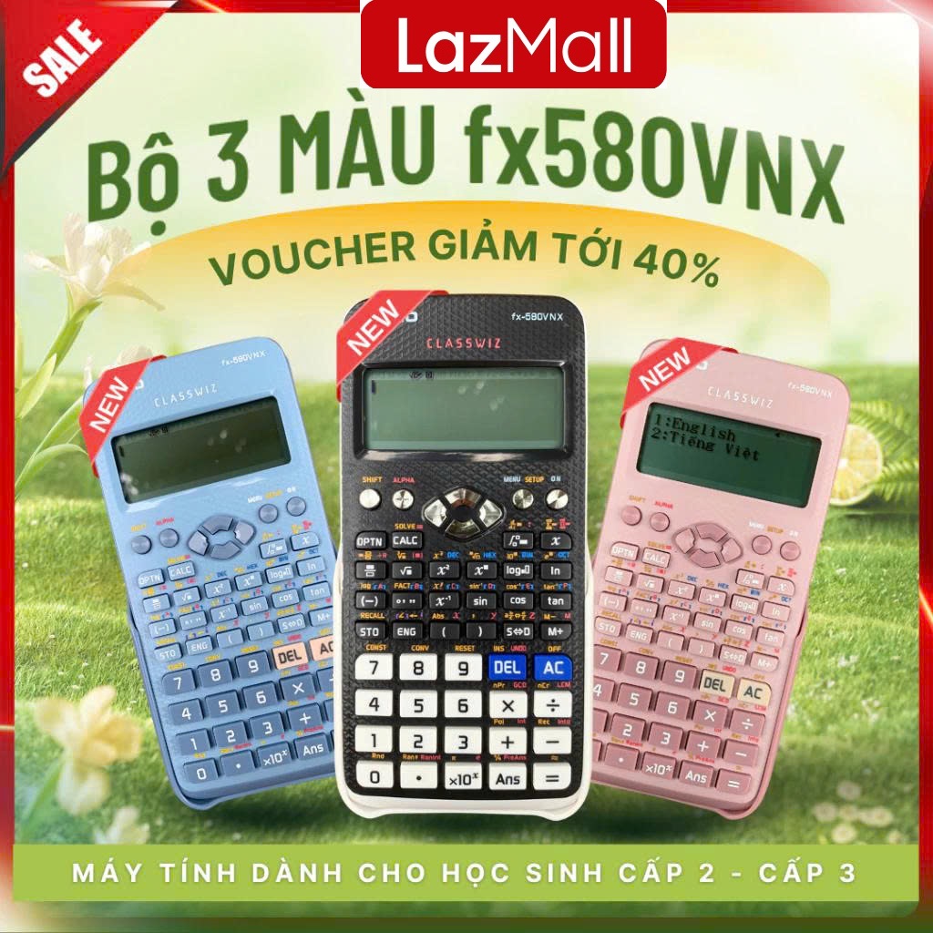 AE0N MALL Máy Tính FX580VN X, Máy Tính Dành Cho Học Sinh Cấp 2 Cấp 3 Giá Rẻ Có Tiếng Việt [Được BGD&DT Cho Phép Mang Vào Phòng Thi] LazMall Phân Phối Toàn Quốc