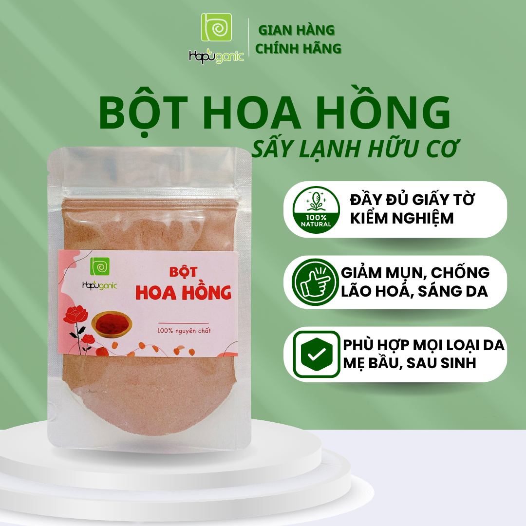 [HCM]Bột hoa hồng nguyên chất Hapuganic chỗng lão hóa dưỡng ẩm và và giảm thâm mụn