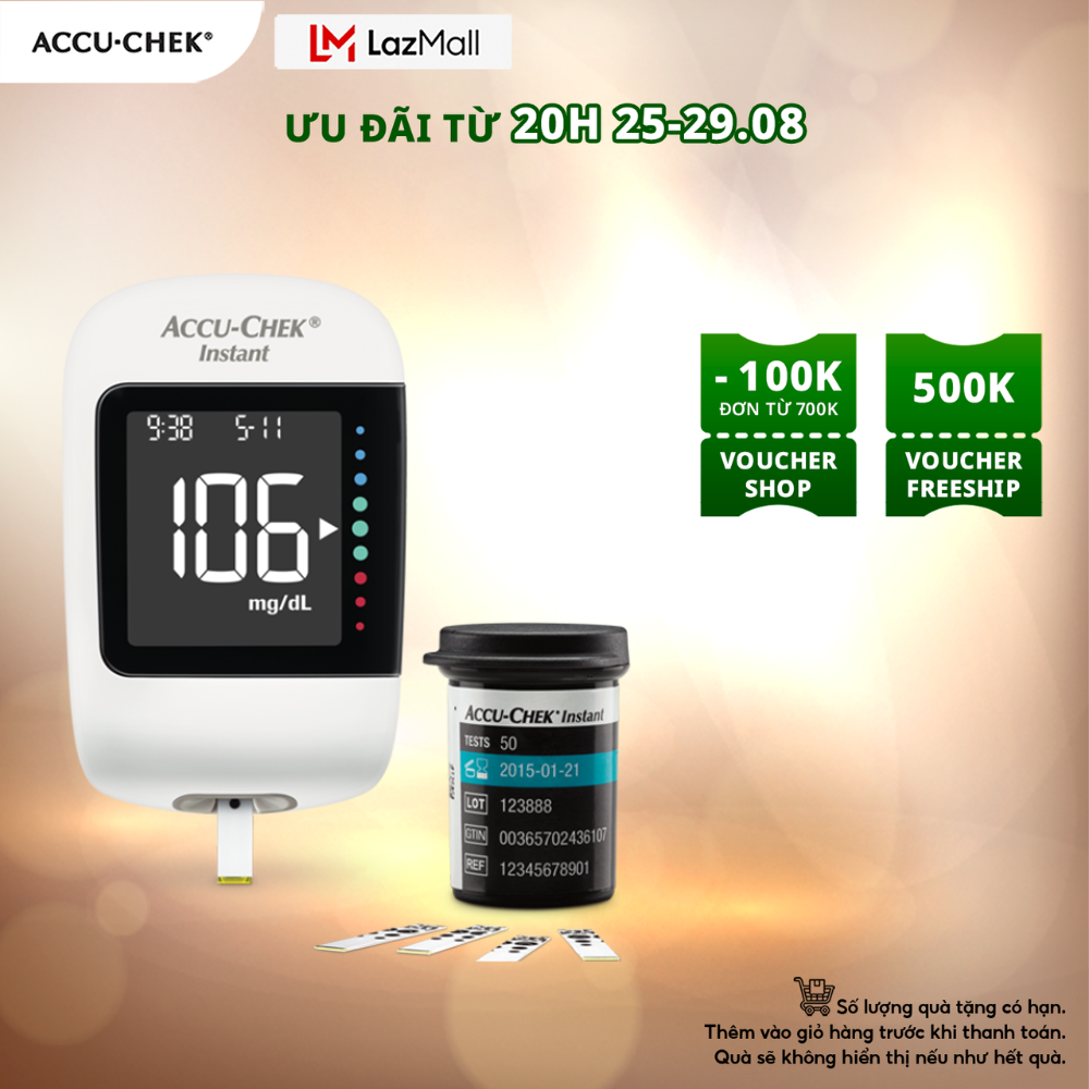 Máy đo đường huyết accu-chek® instant kèm hộp 50 que thử đường huyết accu-chek® instant