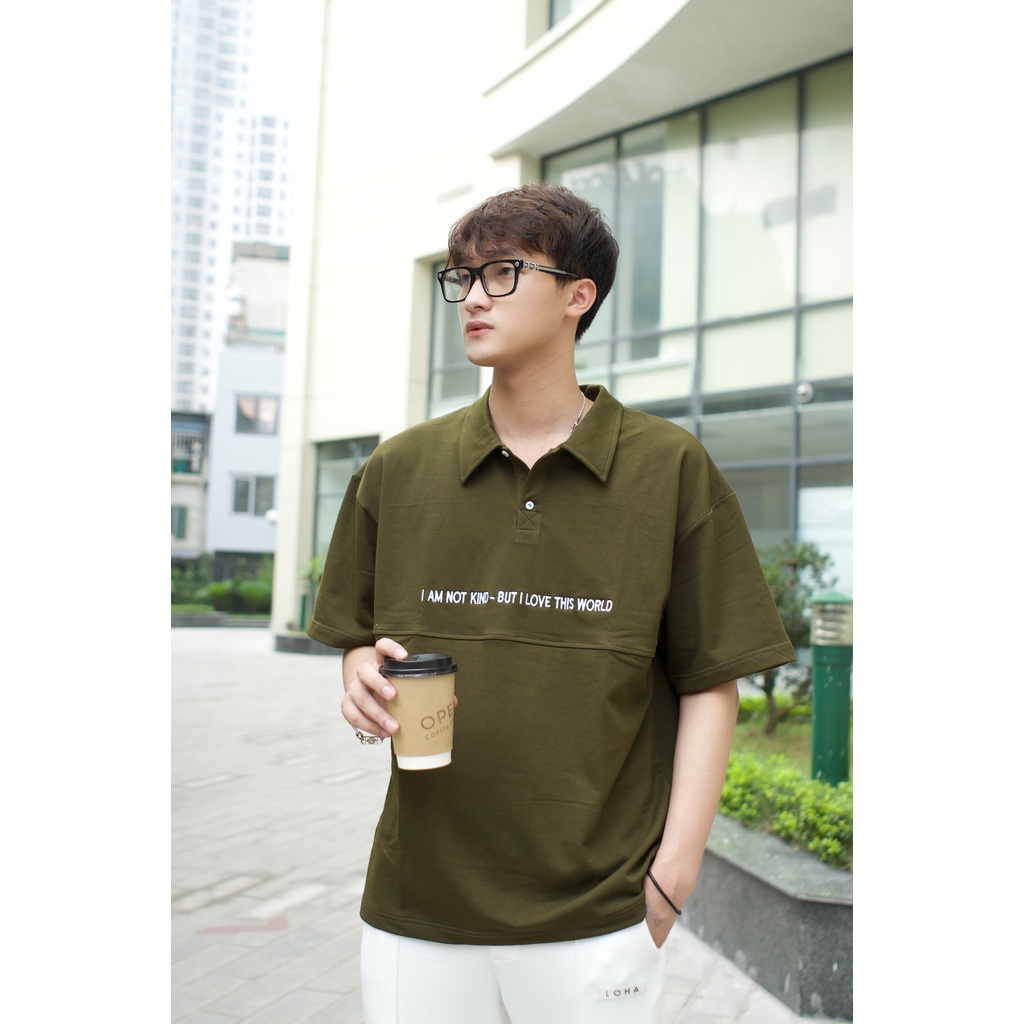 Áo thun Polo tay lỡ form rộng nam nữ, áo thun basic oversize Hàn Quốc ULZZANG HDU chất liệu cotton