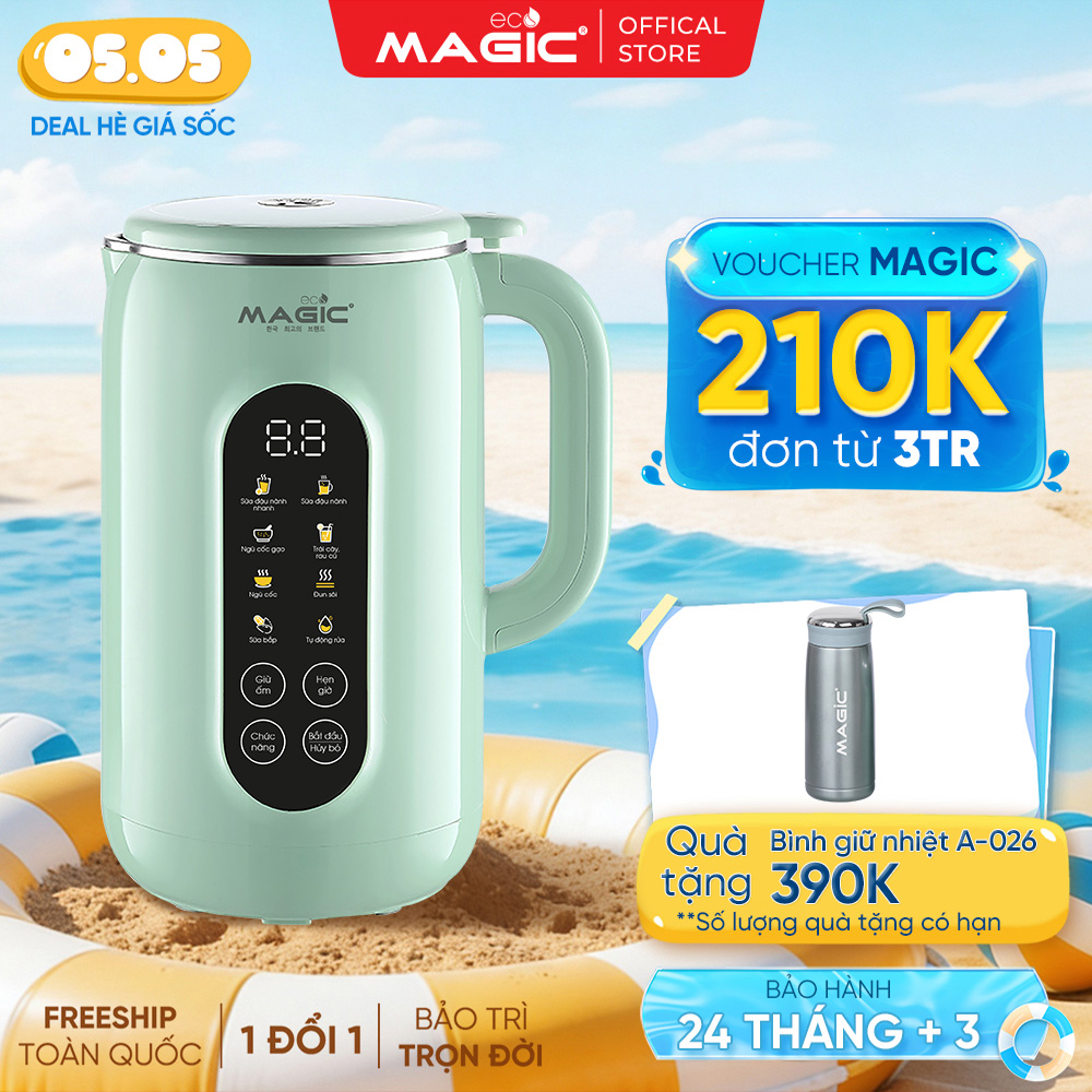 Máy Nấu Sữa Hạt Đa Năng 1.2L Magic Eco AC-55, Lưỡi Dao 8 Cánh Đa Chiều, Công Suất 1000W, Bảo Hành Chính Hãng 24 Tháng