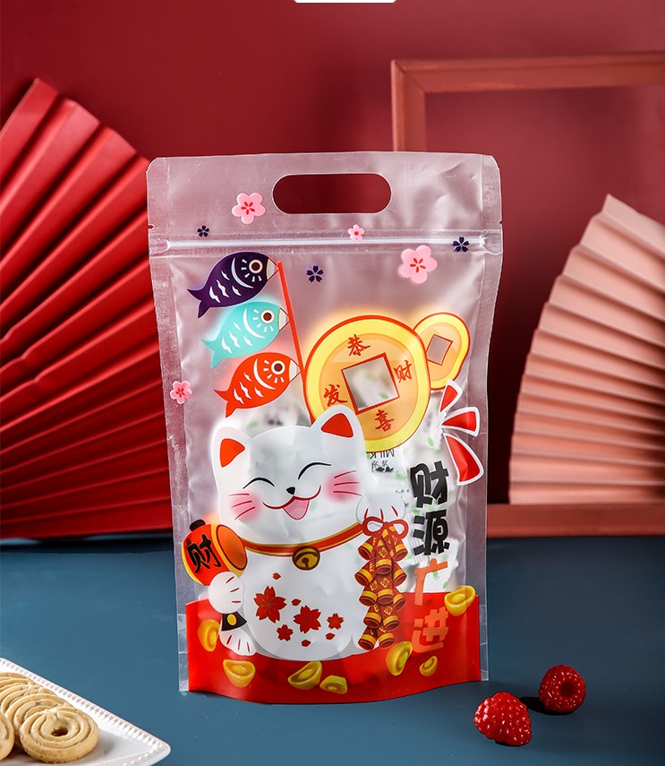 Túi zip mèo chiêu tài trong size lớn 27.5 x 18 cm