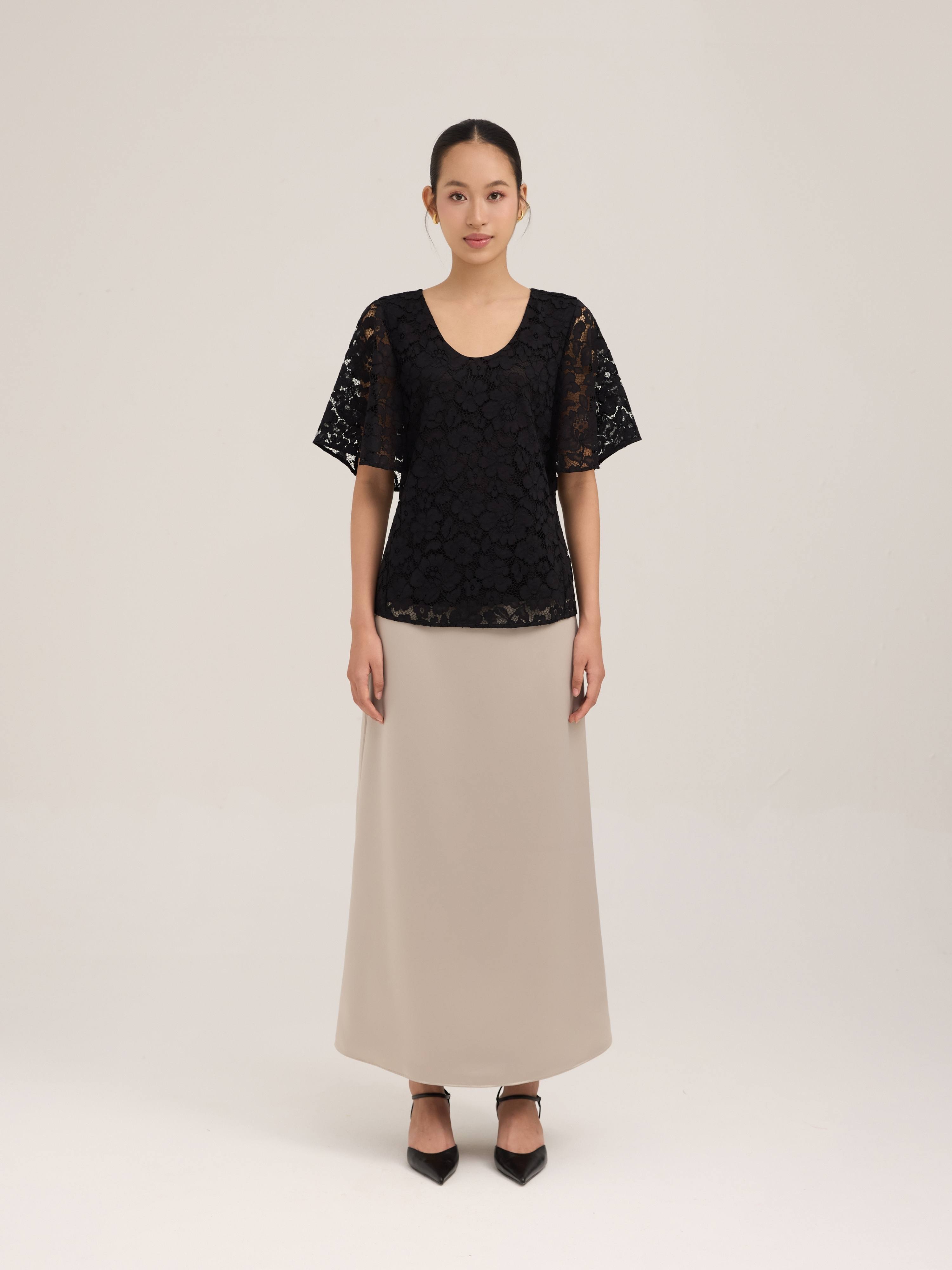 Chân váy satin đứng dáng Mauve Premium Satin skirt