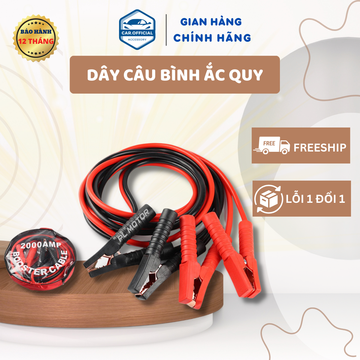 Dây Câu Bình Ắc Quy Dài 4 Mét - 2000A, Lõi Đồng To Cho Xe Tải, Xe Ô Tô, Vỏ Chịu Nhiệt, Chống Cháy Car.Official