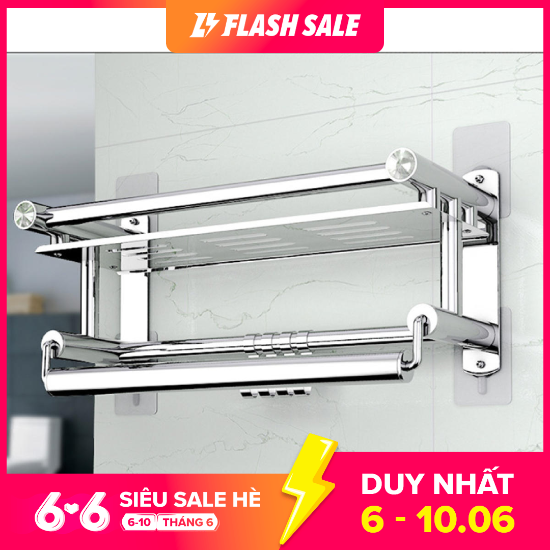 Kệ treo khăn tắm INOX 304 lắp đặt dán tường hoặc khoan Giá treo đồ inox 304 lắp đặt đa năng tiện dụng - BH 1 đổi 1 bởi IUIUSHOP