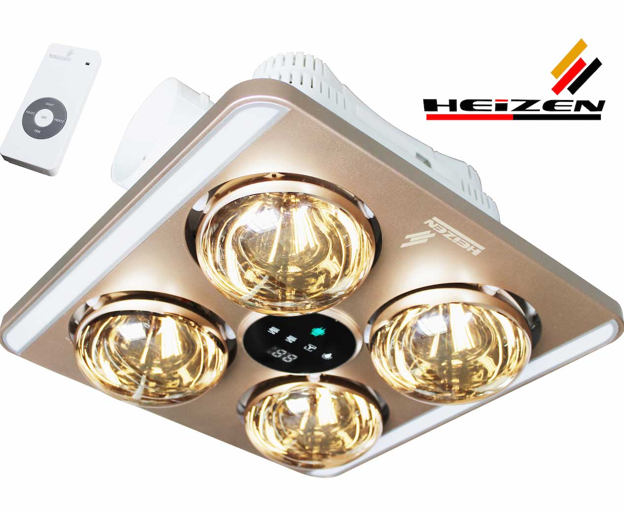 Đèn sưởi âm trần 4 bóng heizen he-9, 1180w, thông gió, chiếu sáng led, điều khiển từ xa, bh 5 năm