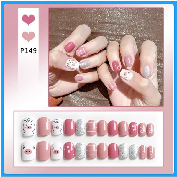 Hộp 24 Móng tay giả , nail giả , móng giả A76 ( Tặng keo dán móng tay )