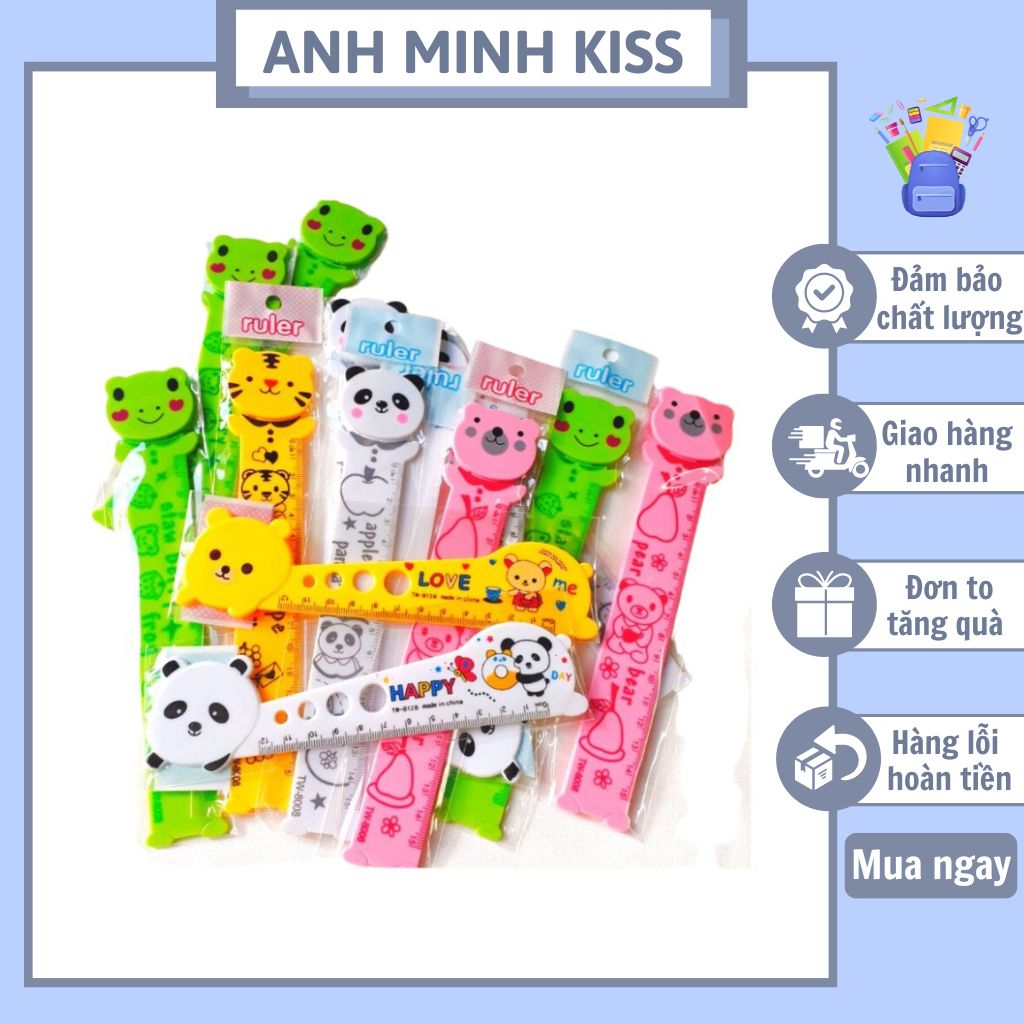 Thước Kẻ nhựa Cứng , hình thú dễ thương dài 15cm.