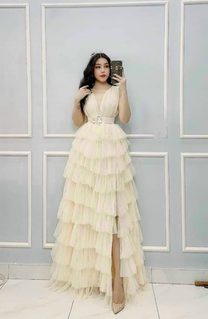 ĐÂM MAXI LƯỚI DẠ HỘI PHỐI TẦNG XINH XẮN , HÀNG CHUẨN FORM Y HÌNH CỰC KÌ XỊN XÒ