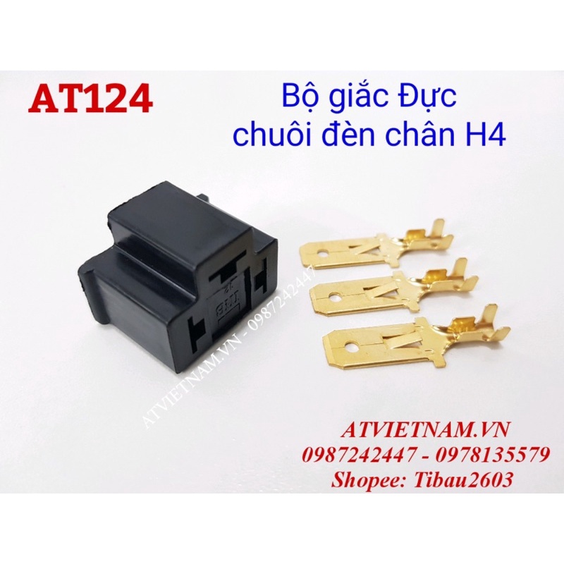 BỘ GIẮC CẮM CHUÔI ĐÈN chân H4 đầu ĐỰC - AT122 ( 1 bịch 10 bộ)