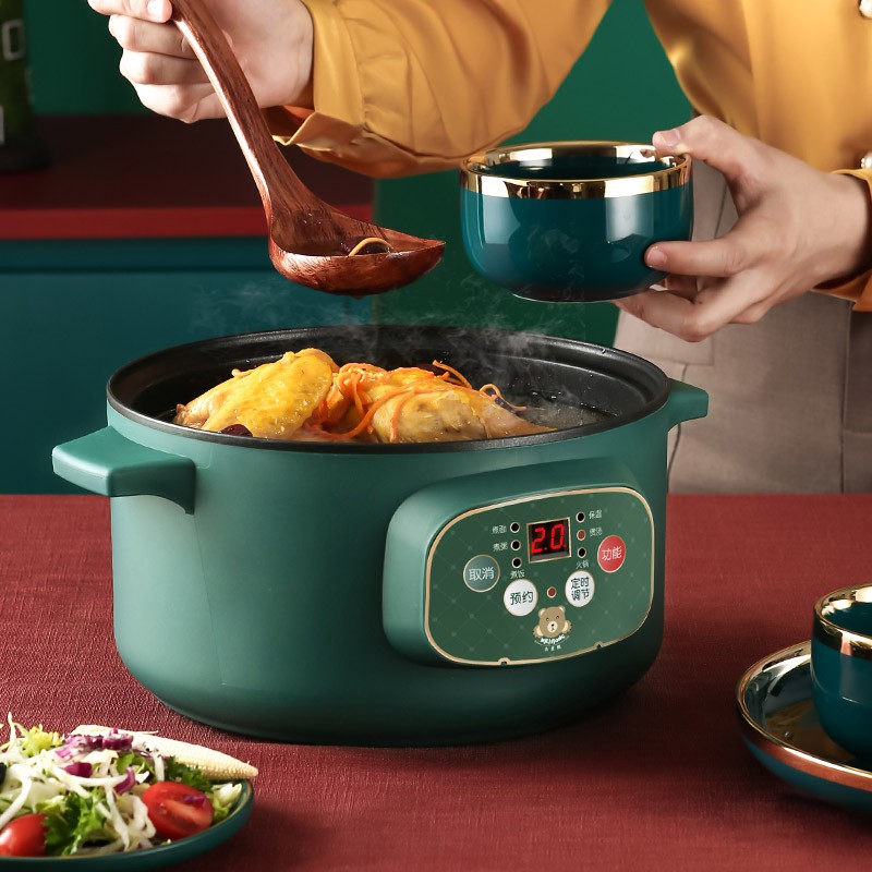 Nồi lẩu điện đa năng chống dính 1000w - 4l chống dính,tặng kèm giá hấp inox,thìa,muỗng,bát