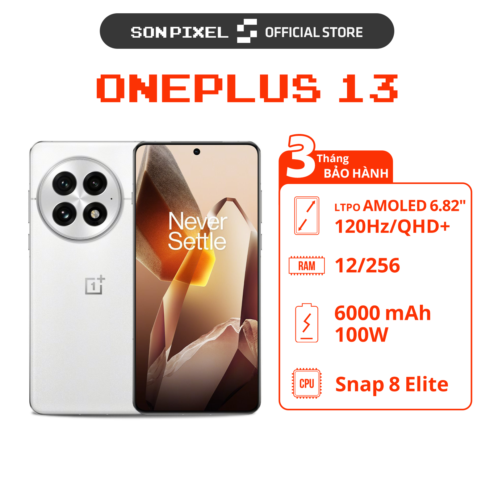  Điện thoại OnePlus 13 Chip Snapdragon 8 Elite Ram 12 256GB Pin 6000 mAh Likenew Fullbox. SONPIXEL 