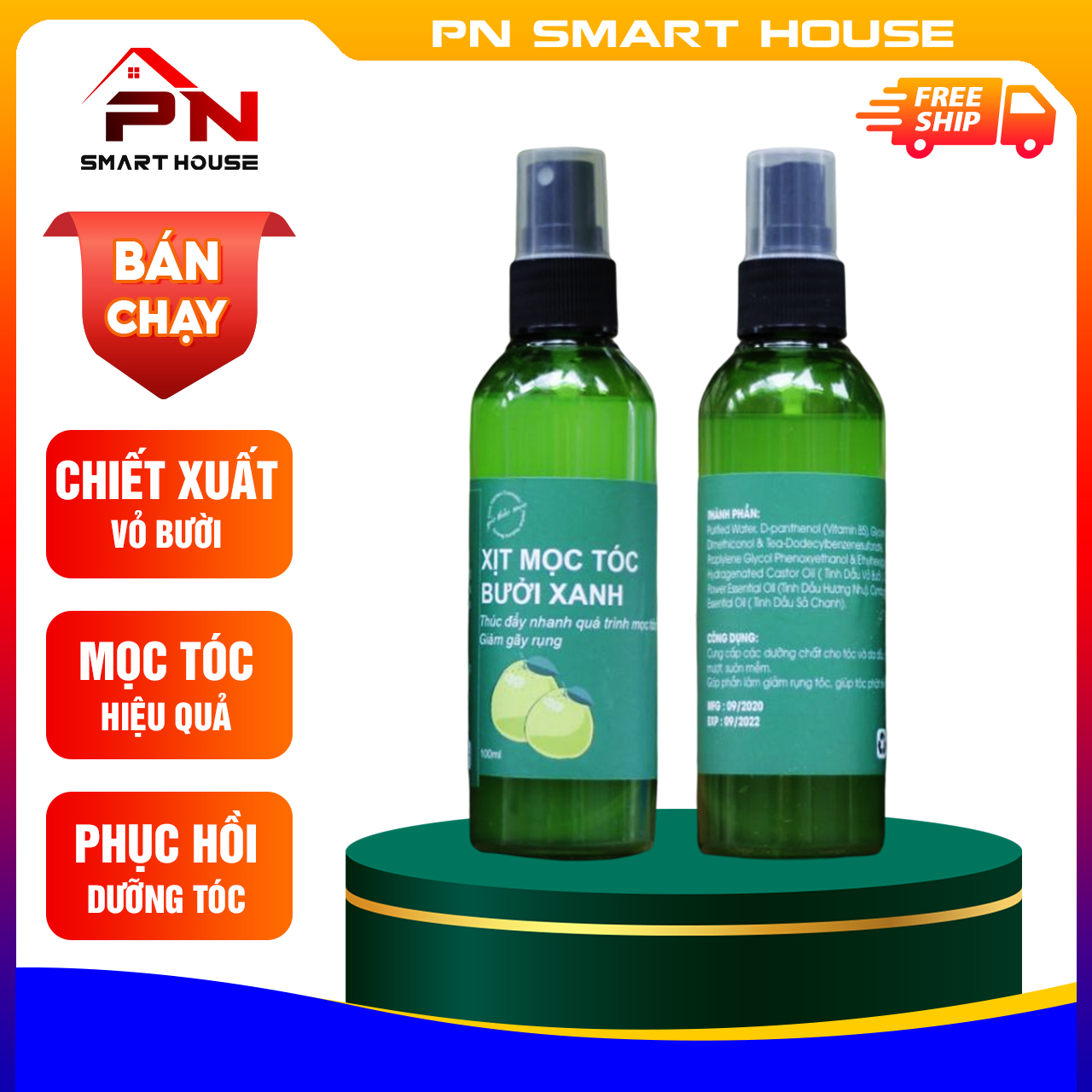 Xịt mọc tóc bưởi xanh kích thích mọc tóc hiệu quả, Chai xịt kích thích mọc tóc bưởi xanh 100ml, Xịt bưởi kích thích mọc tóc, Chai xịt mọc tóc Bưởi Xanh 100ml kích thích mọc tóc con hiệu quả sau 2 tuần