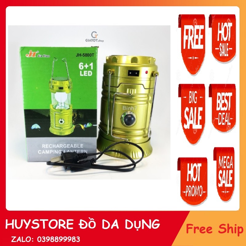 Đèn pin  bão siêu sáng năng lượng mặt trời JH 5800T  - Đèn Led tích điện bão pin năng lượng mặt trời siêu sáng