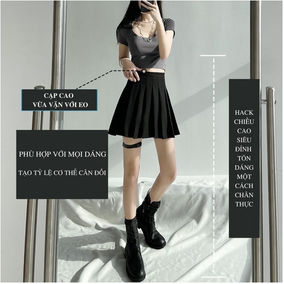 Chân váy tennis ngắn xếp ly chân váy chữ a xếp ly có quần trong