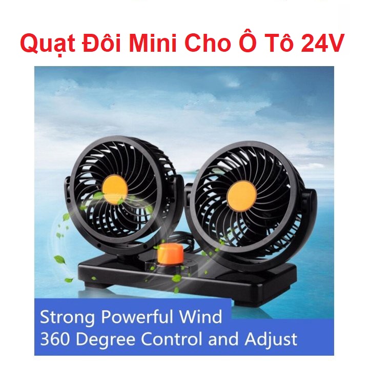 QUẠT MÁY ĐÔI MINI 24V TRÊN Ô TÔ, XE HƠI (LOẠI TỐT) - quạt ô tô, quạt làm mát không khí, quạt mini, quạt điều hòa, quạt điện, quạt thông gió