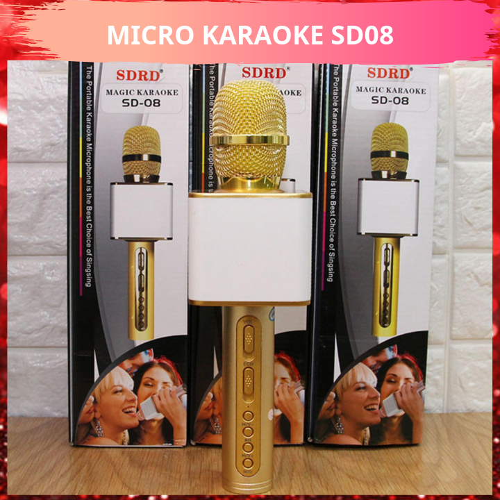 Mic hát karaoke trên điện thoại, micro karaoke cầm tay kiêm loa bluetooth, micro mini hát karaoke trên điện thoại, micro bluetooth không dây, micro karaoke sd 08 cao cấp, giá rẻ, uy tín, chất lượng