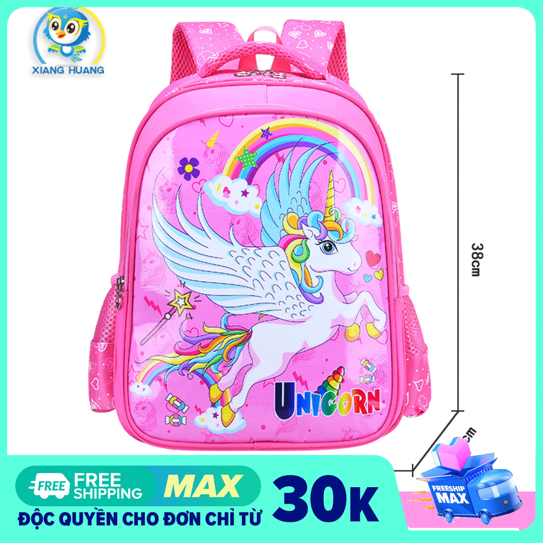 [CHẤT XỊN- LỚP 1-3] Balo thời trang cho học sinh tiểu học chống thấm nước, cặp sách cho bé gái cấp 1 hình ngựa pegasus, yeloli, công chúa siêu đẹp
