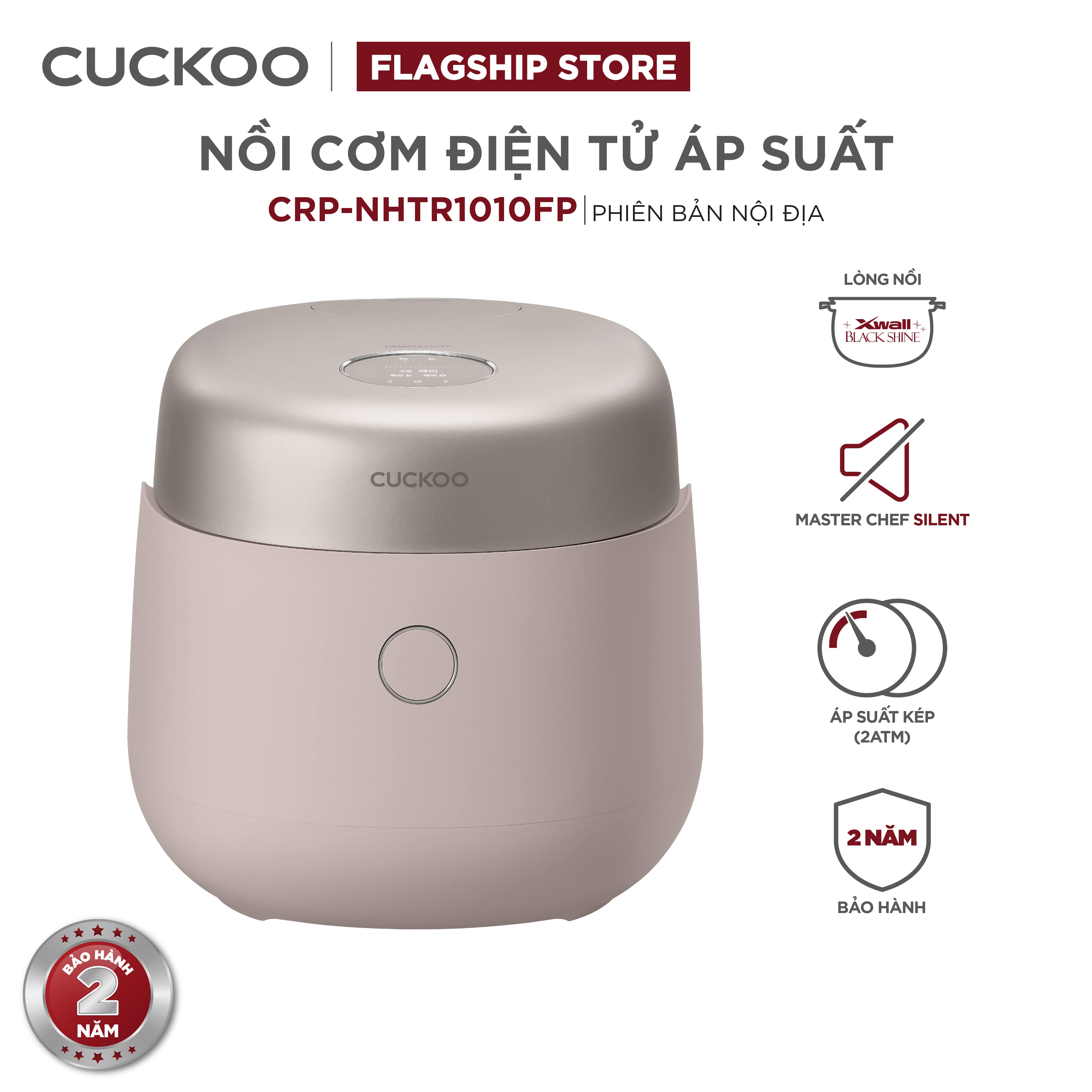 Nồi cơm điện áp suất kép cao tần Cuckoo 1.8L CRP-NHTR1010FP- Màu nâu đất- công nghệ áp suất xi lanh hiện đại, giúp giảm tiếng ồn- Lòng nồi phủ men Xwall độc quyền- Bảo hành 2 năm - Hàng chính hãng Cuckoovina